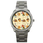 Leaves Foliage Acorns Barrel Sport Metal Watch
