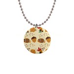 Leaves Foliage Acorns Barrel 1  Button Necklace