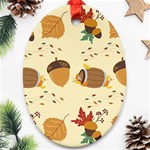 Leaves Foliage Acorns Barrel Oval Ornament (Two Sides)