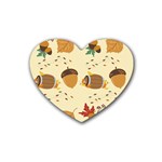 Leaves Foliage Acorns Barrel Rubber Heart Coaster (4 pack)