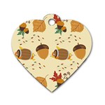 Leaves Foliage Acorns Barrel Dog Tag Heart (One Side)