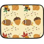 Leaves Foliage Acorns Barrel Two Sides Fleece Blanket (Mini)