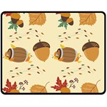 Leaves Foliage Acorns Barrel Fleece Blanket (Medium)