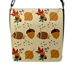Leaves Foliage Acorns Barrel Flap Closure Messenger Bag (L)
