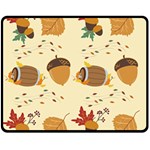 Leaves Foliage Acorns Barrel Two Sides Fleece Blanket (Medium)