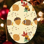 Leaves Foliage Acorns Barrel UV Print Acrylic Ornament Oval