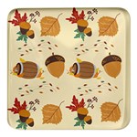 Leaves Foliage Acorns Barrel Square Glass Fridge Magnet (4 pack)