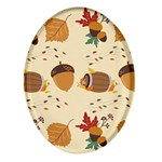 Leaves Foliage Acorns Barrel Oval Glass Fridge Magnet (4 pack)
