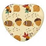 Leaves Foliage Acorns Barrel Heart Glass Fridge Magnet (4 pack)