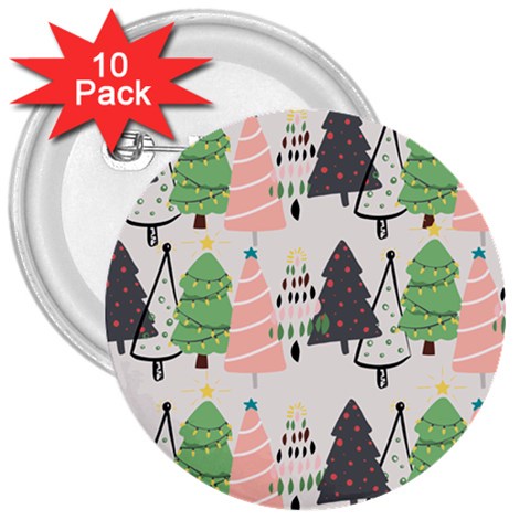 Christmas Trees Icons 3  Buttons (10 pack)  from ArtsNow.com Front