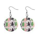 Christmas Trees Icons Mini Button Earrings
