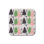 Christmas Trees Icons Rubber Square Coaster (4 pack)
