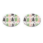 Christmas Trees Icons Cufflinks (Oval)