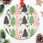 Christmas Trees Icons Round Ornament (Two Sides)