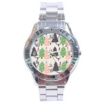 Christmas Trees Icons Stainless Steel Analogue Watch