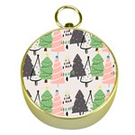 Christmas Trees Icons Gold Compasses