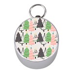 Christmas Trees Icons Mini Silver Compasses