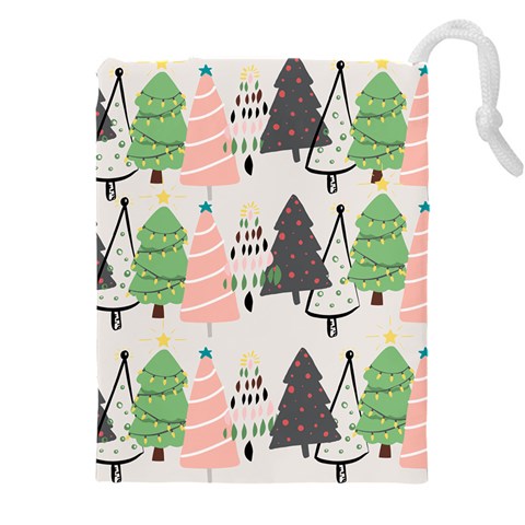 Christmas Trees Icons Drawstring Pouch (4XL) from ArtsNow.com Front