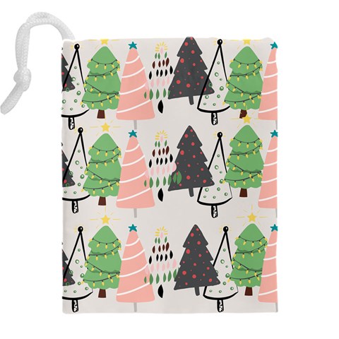 Christmas Trees Icons Drawstring Pouch (4XL) from ArtsNow.com Back