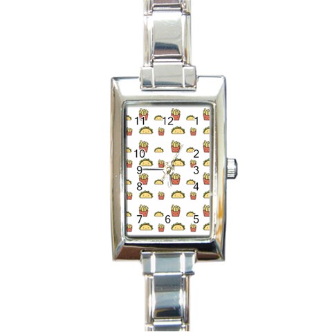 Fries Taco Pattern Fast Food Rectangle Italian Charm Watch from ArtsNow.com Front