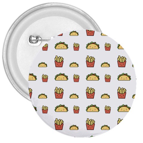 Fries Taco Pattern Fast Food 3  Buttons from ArtsNow.com Front