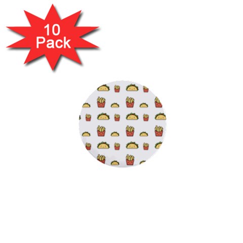 Fries Taco Pattern Fast Food 1  Mini Buttons (10 pack)  from ArtsNow.com Front