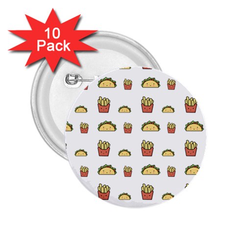 Fries Taco Pattern Fast Food 2.25  Buttons (10 pack)  from ArtsNow.com Front