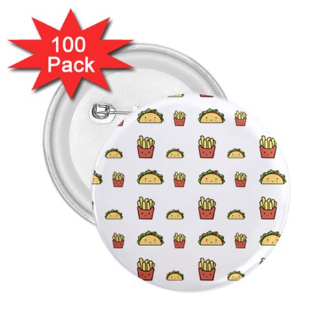 Fries Taco Pattern Fast Food 2.25  Buttons (100 pack)  from ArtsNow.com Front