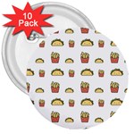 Fries Taco Pattern Fast Food 3  Buttons (10 pack) 