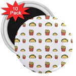 Fries Taco Pattern Fast Food 3  Magnets (10 pack) 