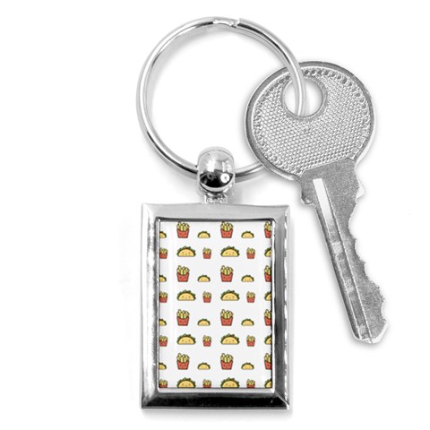 Fries Taco Pattern Fast Food Key Chain (Rectangle) from ArtsNow.com Front