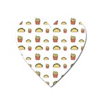 Fries Taco Pattern Fast Food Heart Magnet