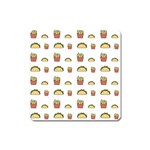 Fries Taco Pattern Fast Food Square Magnet