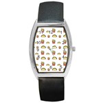 Fries Taco Pattern Fast Food Barrel Style Metal Watch