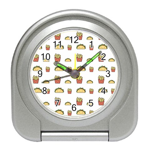 Fries Taco Pattern Fast Food Travel Alarm Clock from ArtsNow.com Front