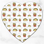 Fries Taco Pattern Fast Food Jigsaw Puzzle (Heart)