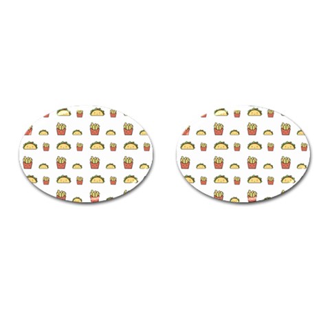 Fries Taco Pattern Fast Food Cufflinks (Oval) from ArtsNow.com Front(Pair)
