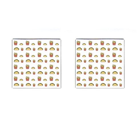 Fries Taco Pattern Fast Food Cufflinks (Square) from ArtsNow.com Front(Pair)