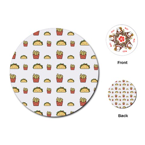 Fries Taco Pattern Fast Food Playing Cards Single Design (Round) from ArtsNow.com Front