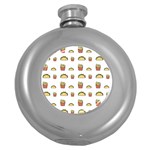 Fries Taco Pattern Fast Food Round Hip Flask (5 oz)