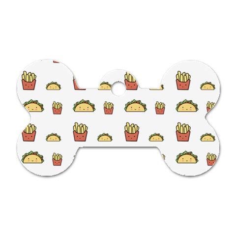 Fries Taco Pattern Fast Food Dog Tag Bone (One Side) from ArtsNow.com Front