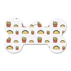 Fries Taco Pattern Fast Food Dog Tag Bone (Two Sides) from ArtsNow.com Back