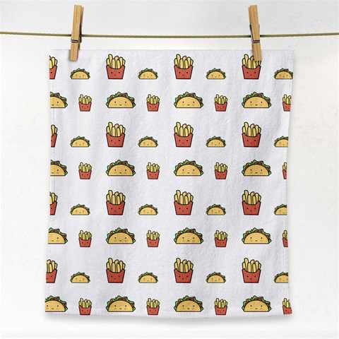 Fries Taco Pattern Fast Food Face Towel from ArtsNow.com Front