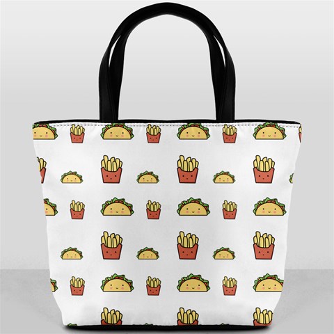 Fries Taco Pattern Fast Food Bucket Bag from ArtsNow.com Front