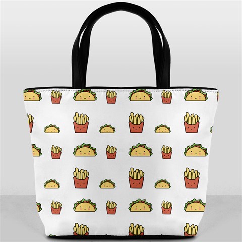 Fries Taco Pattern Fast Food Bucket Bag from ArtsNow.com Back