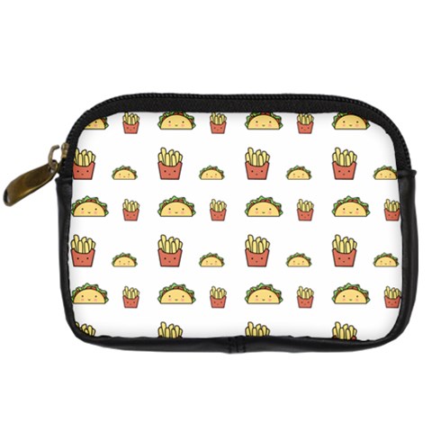 Fries Taco Pattern Fast Food Digital Camera Leather Case from ArtsNow.com Front