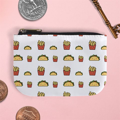 Fries Taco Pattern Fast Food Mini Coin Purse from ArtsNow.com Front