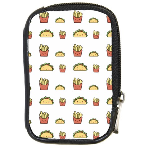 Fries Taco Pattern Fast Food Compact Camera Leather Case from ArtsNow.com Front