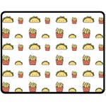 Fries Taco Pattern Fast Food Fleece Blanket (Medium)