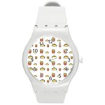 Fries Taco Pattern Fast Food Round Plastic Sport Watch (M)